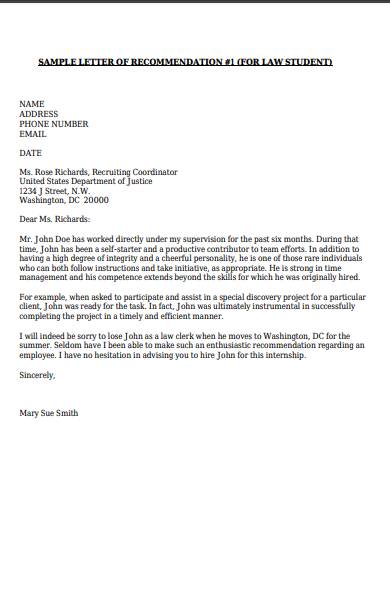 university of miami school of law sample recommendation letter