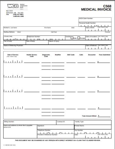 wcb sample invoice