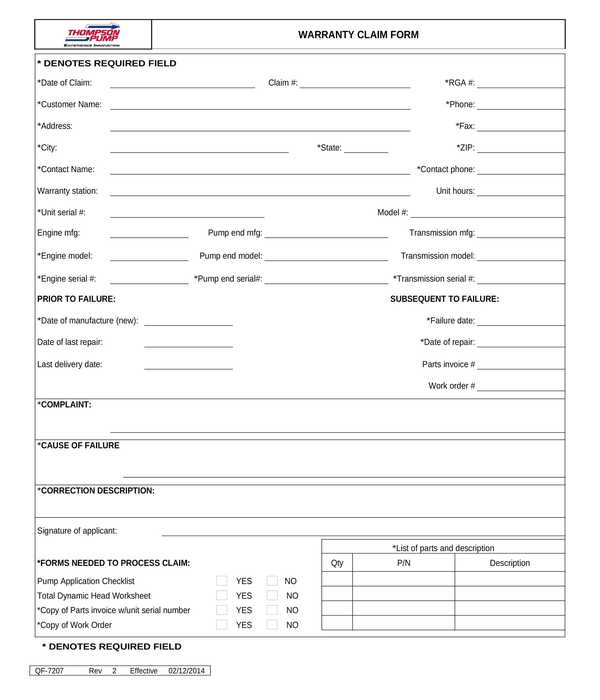 FREE 7 Warranty Claim Forms In MS Word PDF Excel