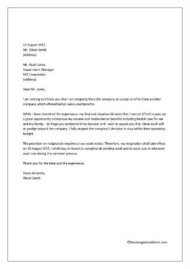 Resignation Letter Due To Health from images.sampleforms.com
