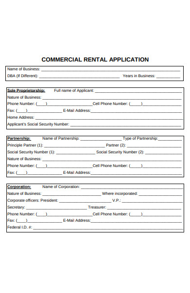 Free 10+ Commercial Rental Application Sample Forms In Pdf 