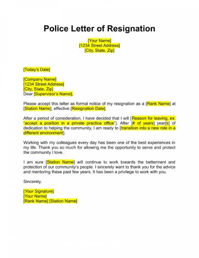 free 17 free resignation letter pdf doc examples police officer resignation letter samples