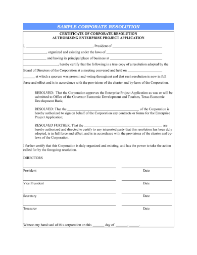 FREE 5+ Corporate Resolution Forms in PDF | MS Word