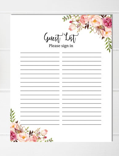 Free Printable Baby Shower Guest Sign In Sheet Printable Blog