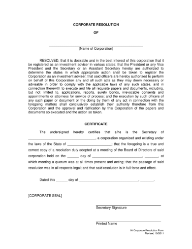 FREE 5+ Corporate Resolution Forms in PDF | MS Word