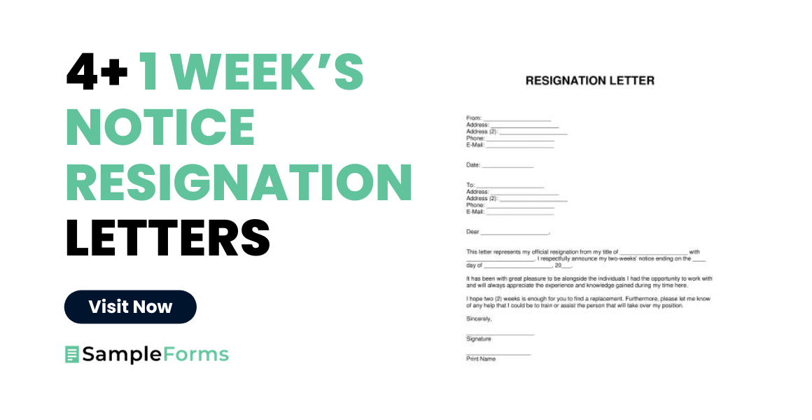  week’s notice resignation letter