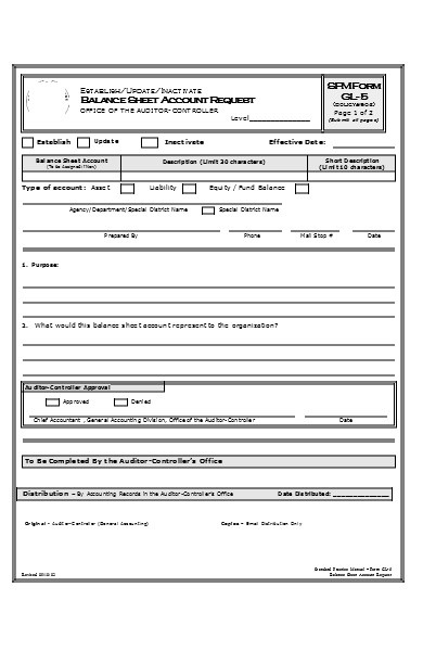 balance account sheet form