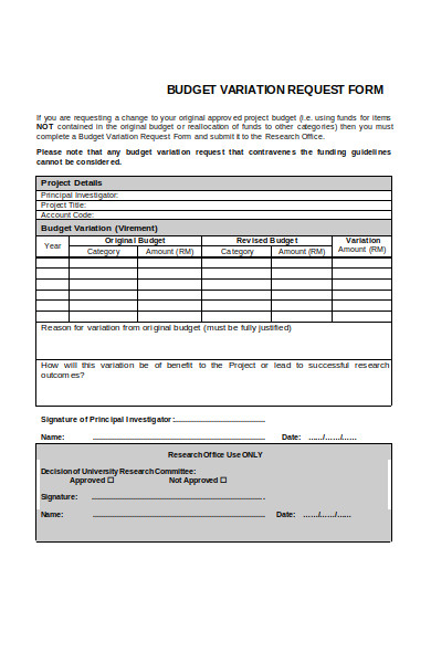 budget variation request form