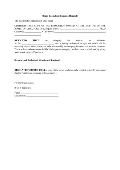 business board resolution form