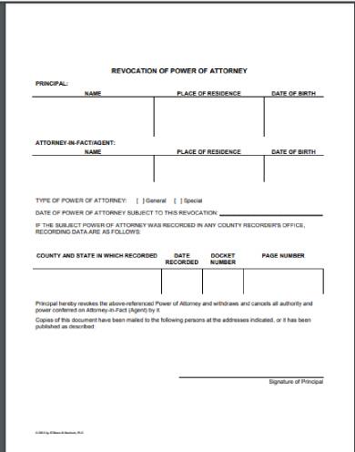 cancellation or revocation of power of attorney form