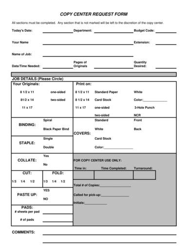 copy center request form