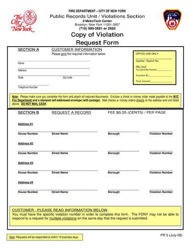 copy of violation request form