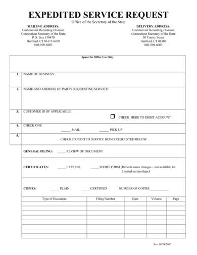 document expedite service request form