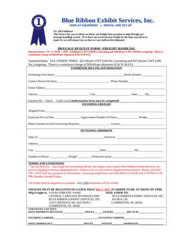 drayage freight handling request form