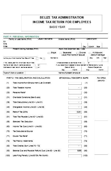employee income tax form FREE 2+ Income Tax Forms in PDF  Excel
