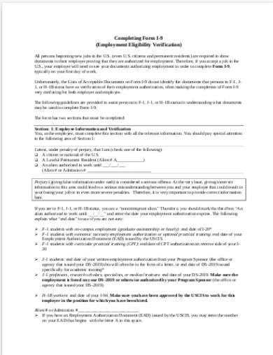 employment eligibility verification completing form