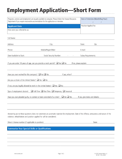 FREE 10+ New Job Application Forms in PDF | MS Word | Excel