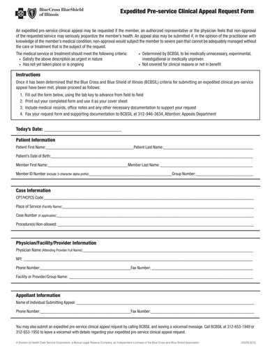 expedited pre service clinical appeal request form