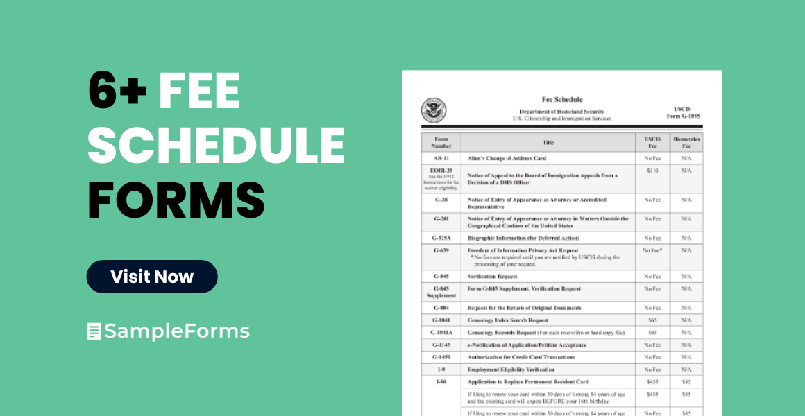 fee schedule form