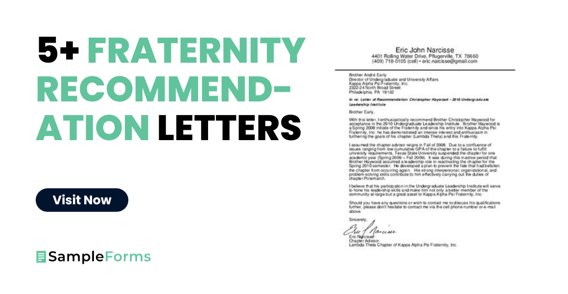fraternity recommendation letter