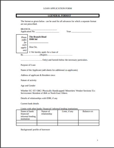general loan application form