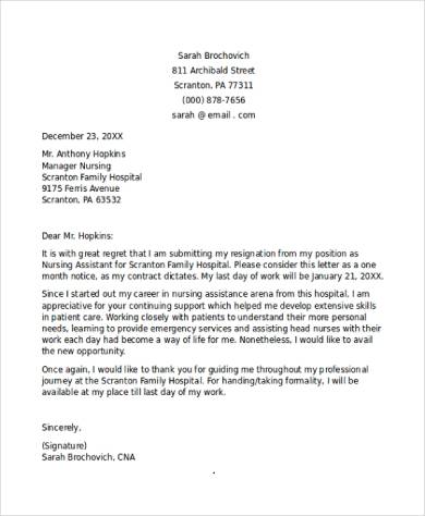 FREE 5+ Nursing (RN) Resignation Letters in PDF