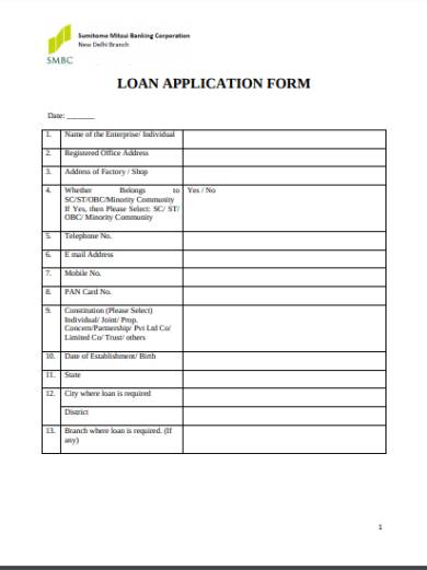 loan application for loan form