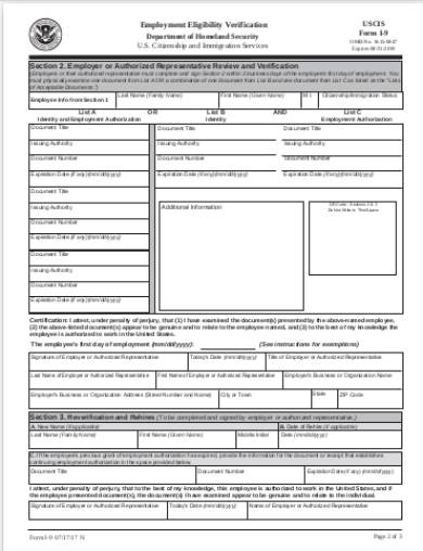 FREE 4 Employment Eligibility Verification Forms In PDF