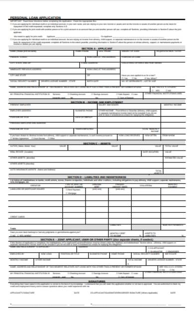 personal loan application form