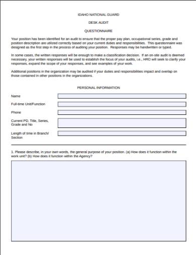 position review desk audit sample form