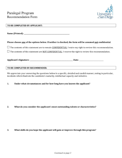 Free 9+ Paralegal Recommendation Letters In Pdf 