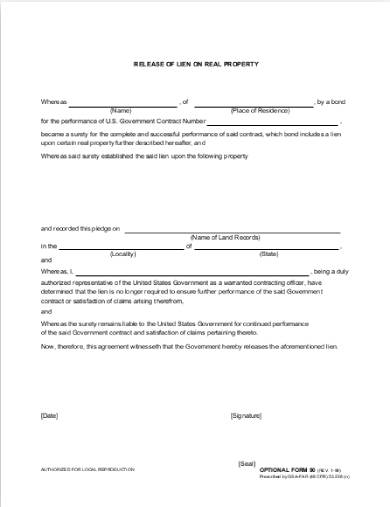 Free 5 Real Estate Lien Release Forms In Pdf 8939