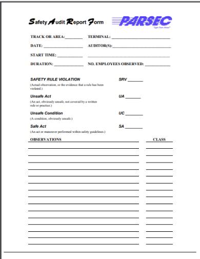 safety audit report form