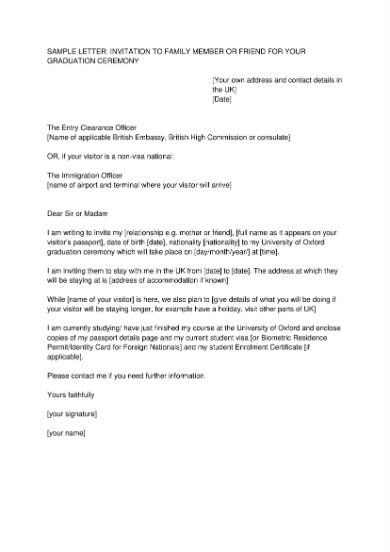 sample immigration letter for graduation visitor 1