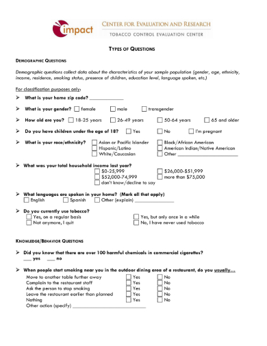 FREE 10 Demographic Questionnaire Samples In MS Word PDF