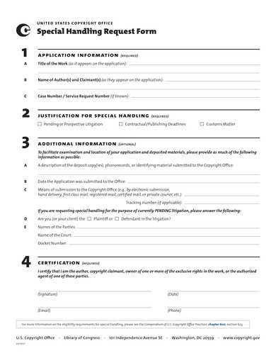 special handling request form