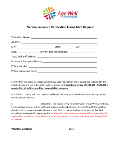 vehicle insurance verification form 2017 1 1