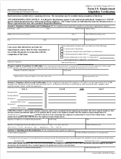 verification of employment eligibility form