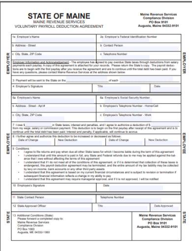 voluntary payroll deduction agreement form