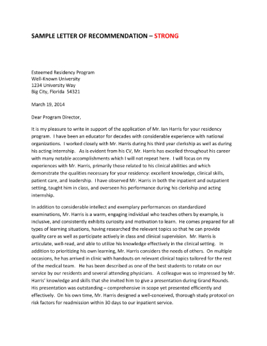 Free Letter of Recommendation Templates (19) - PDF