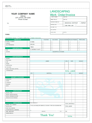 fillable landscaping invoice