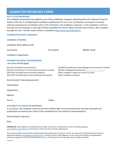 Free 5 Character Reference Letter For Immigration Forms In Pdf – EBRC