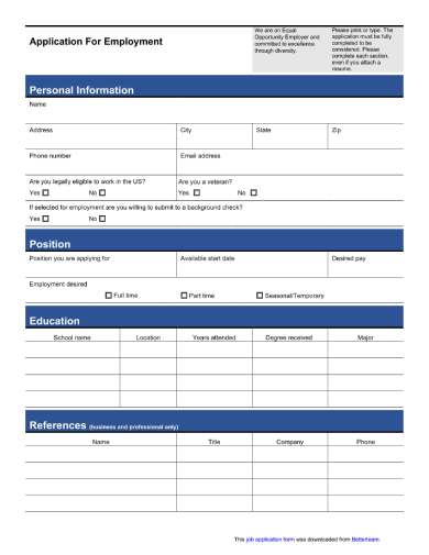Pre Employment Application Template from images.sampleforms.com