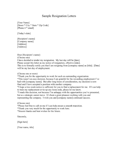 Professional Resignation Letter Format from images.sampleforms.com