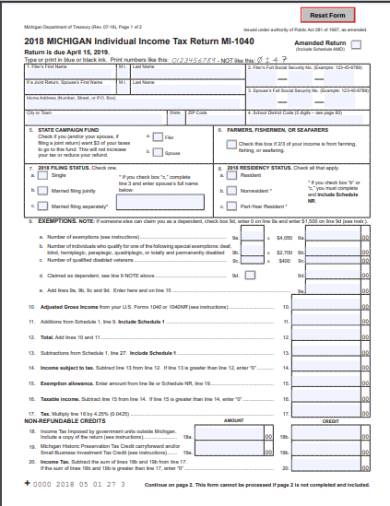 2018 individual income tax form