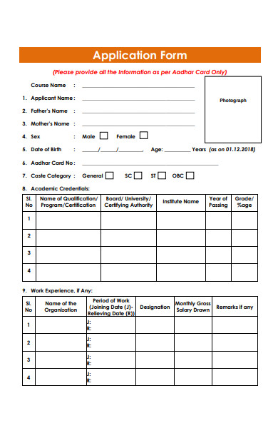 aadhar card application form