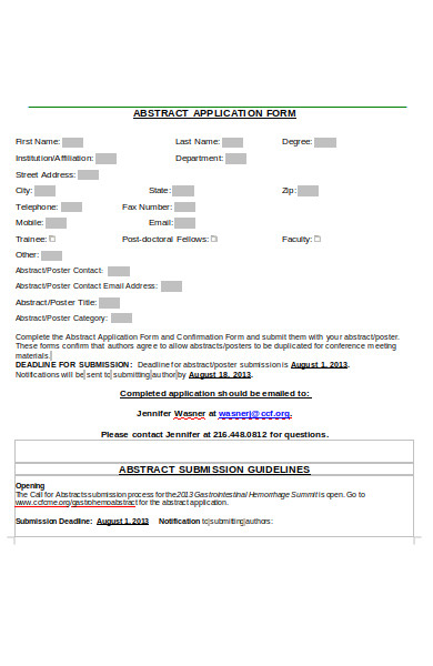 abstract application form