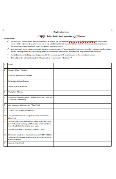 abstract registration form