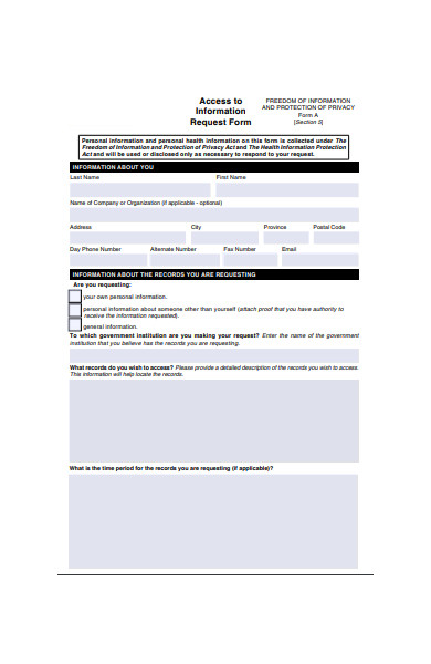 access to information request form template