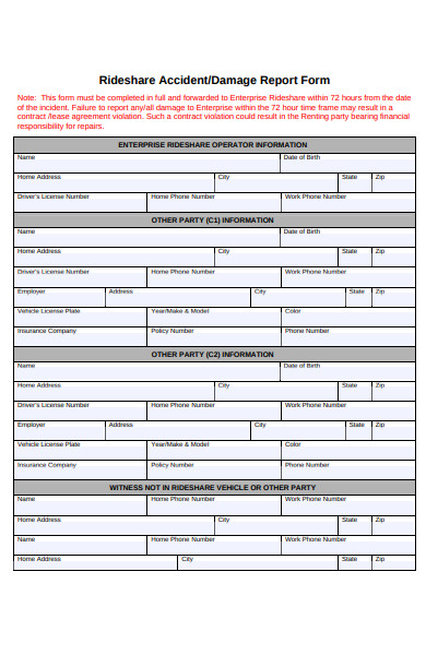 accident damage report form